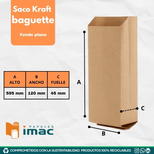 Sacos de papel Kraft Baguette